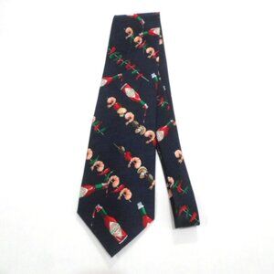 Tabasco Silk Tie Navy Blue Shrimp Peppers Kebabs